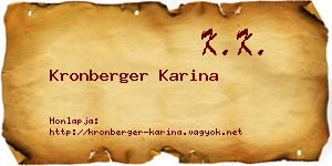 Kronberger Karina névjegykártya